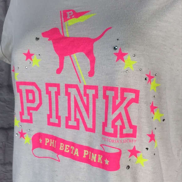 Vintage‎ PINK Phi Beta Pink Tee rhinestones Victoria’s Secret Rare Y2K - Picture 4 of 7